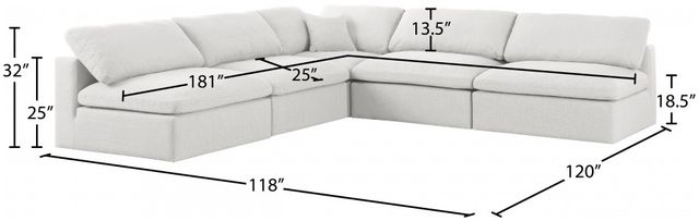 Meridian Furniture Serene 5-Piece Cream 118" Modular Sectional-2