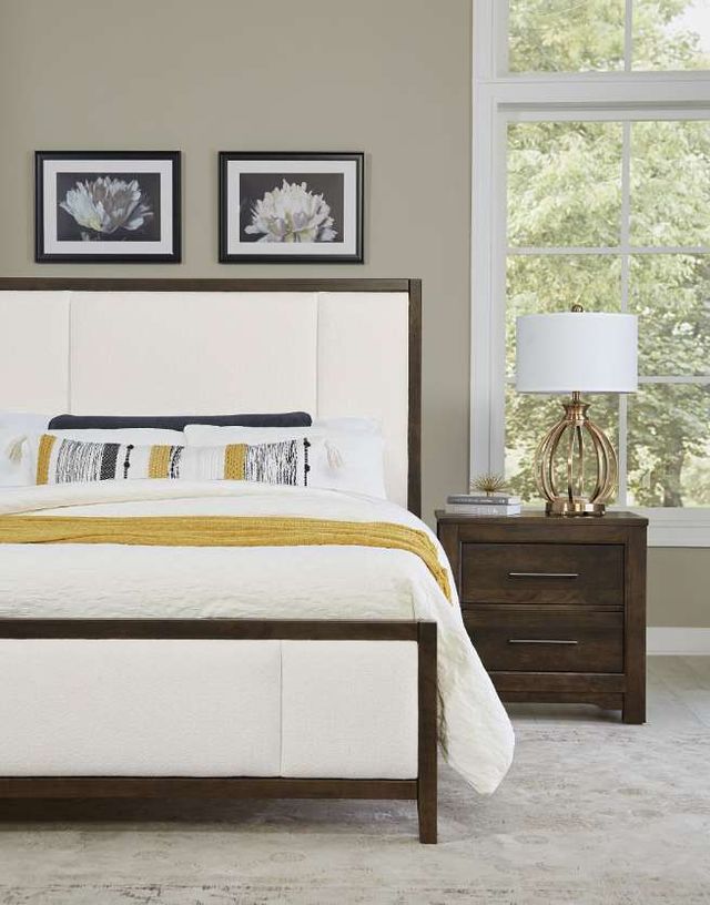 Artisan & Post by Vaughan-Bassett Crafted Cherry by Ben & Erin Napier Dark Cherry/White Queen Upholstered Panel Bed-1