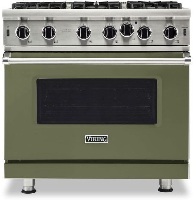 Viking® 5 Series 36" Cypress Green Pro Style Natural Gas Range-0
