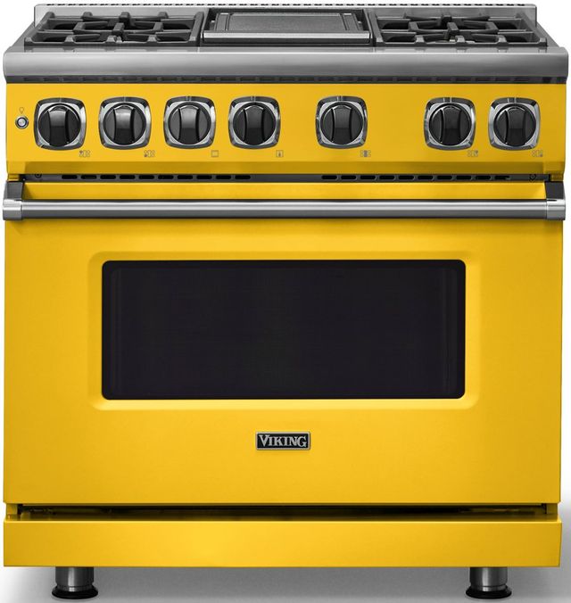Viking® 7 Series 36" Daffodil Pro Style Dual Fuel Range with Griddle-0