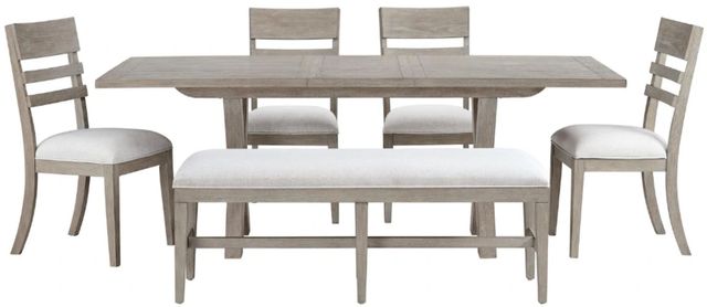 Riverside Furniture Bennett Frosted Gray 58" Upholstered Dining Bench-4