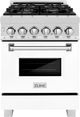 ZLINE Legacy 24" Satin Stainless Steel Pro Style Dual Fuel Range with White Matte Door-0
