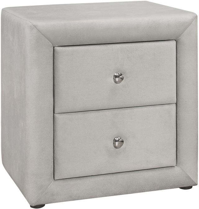 Monarch Specialties Inc. Light Grey Velvet Night Stand-0