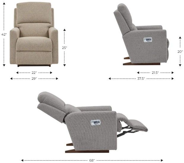 La-Z-Boy® Wynne Fog Power Rocking Recliner with Headrest and Lumbar-2