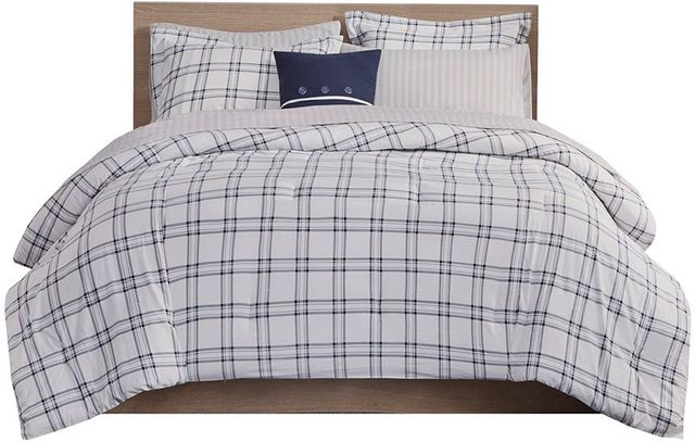 Olliix by Madison Park Essentials Navy Full Patrick Reversible Complete Bedding Set-1