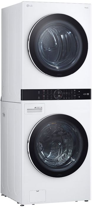 LG 4.5 Cu. Ft. Washer, 7.4 Cu. Ft. Electric Dryer White Front Load Stack Laundry-2