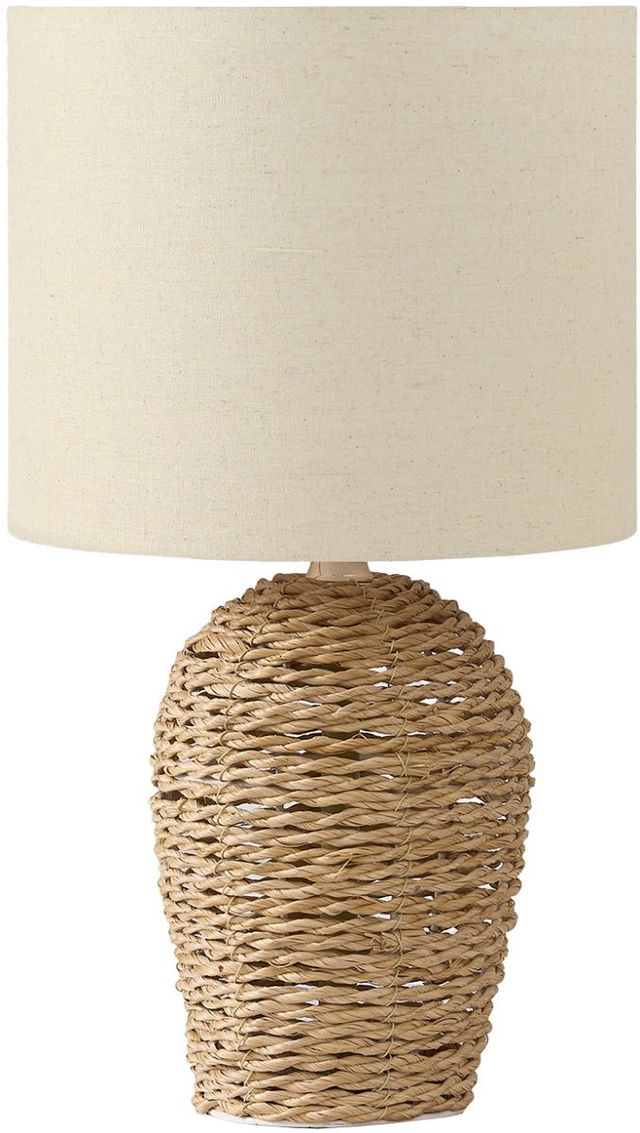 Monarch Specialties Inc. Natural Rattan/Ivory Shade Table Lamp -0