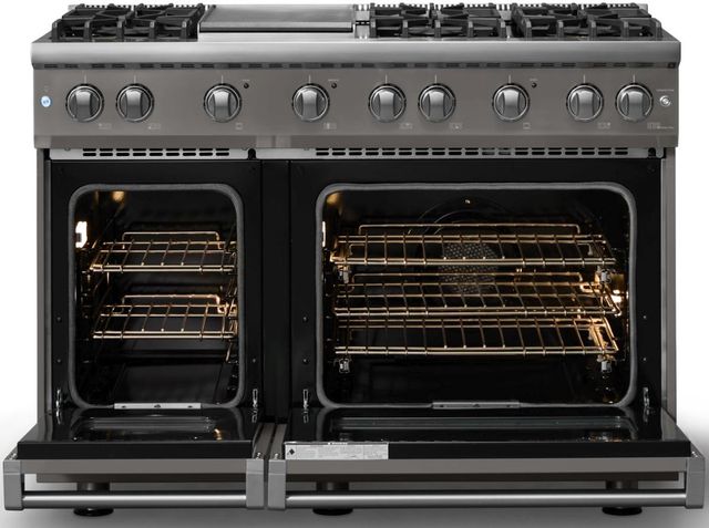 Viking® 5 Series 48" Damascus Gray Pro Style Gas (LP) Range with Polished Chrome Trim-1