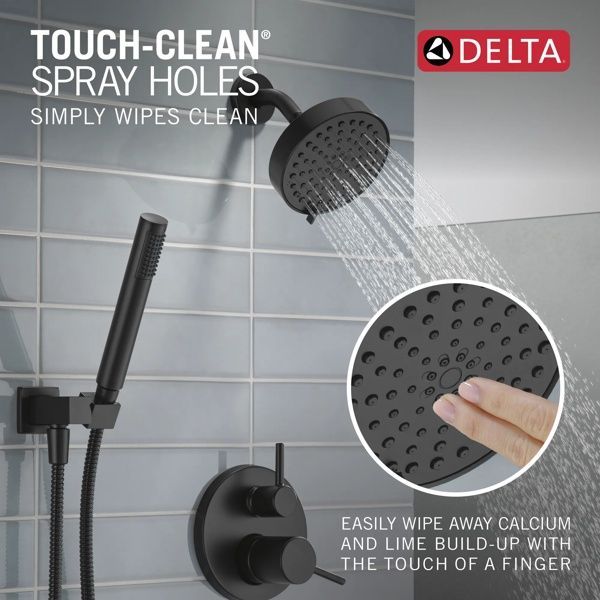 Delta Modern 14S Matte Black Shower Trim with Fixed Head & Hand Shower-1