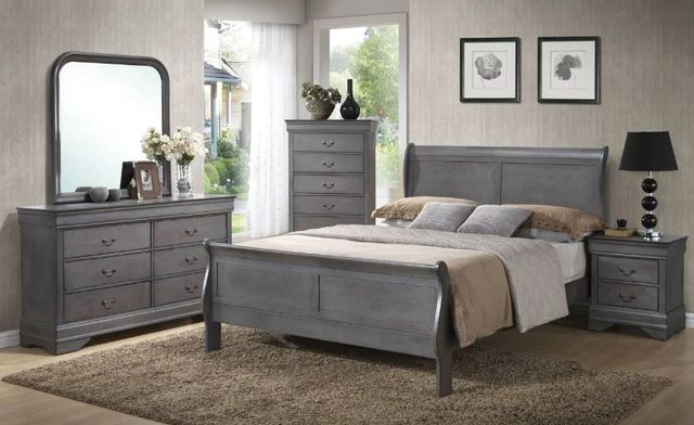 American Wholesale Furniture Louis Philippe Gray Twin Sleigh Bed-1