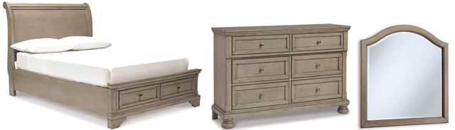 Signature Design by Ashley® Lettner 3-Piece Light Gray Full Sleigh Bed Set-0