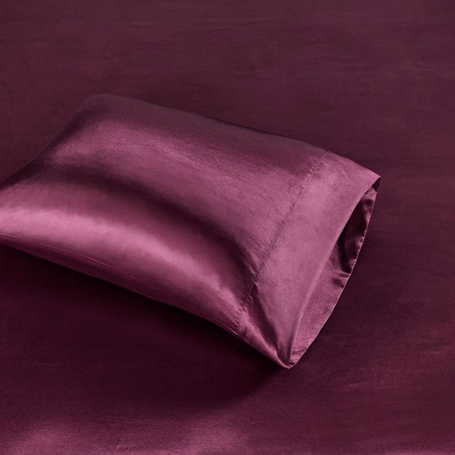 Olliix by Madison Park Essentials 6-Piece Purple King Satin Wrinkle-Free Luxurious Sheet Set-2