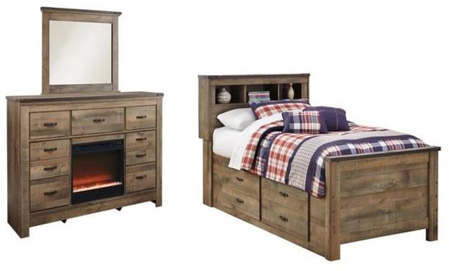 Signature Design by Ashley® Trinell 3-Piece Brown Twin Bookcase Bed Set-0