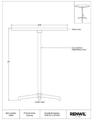 Renwil® Canning Natural White Side Table with Brass Base-4