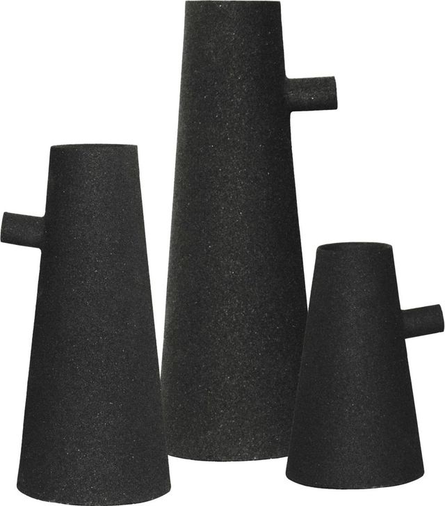 Renwil® Aflynta Set of 3 Textured Matt Black Vases-0