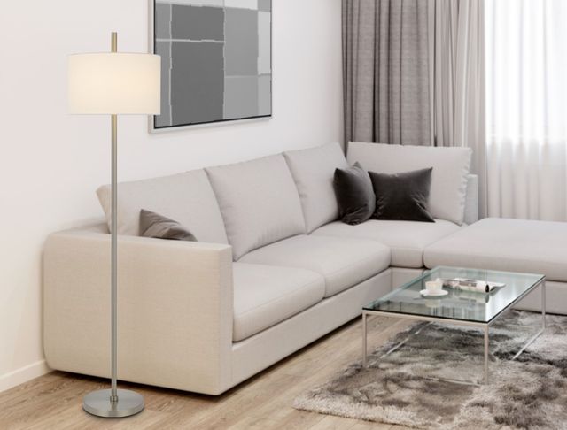 Cal® Lighting & Accessories Roanne Brushed Steel Floor Lamp-2