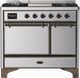 Ilve® Majestic III 40" Stainless Steel Pro Style Dual Fuel Natural Gas Range with Solid Door and Burnished Trim-0