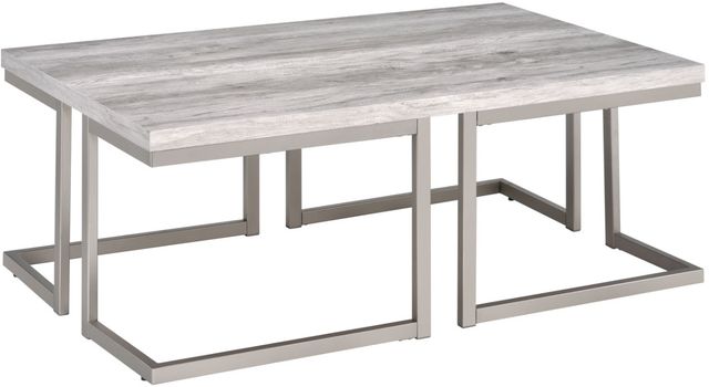 Steve Silver Co. David Gray Driftwood Cocktail Table with Matte Pewter Base-0