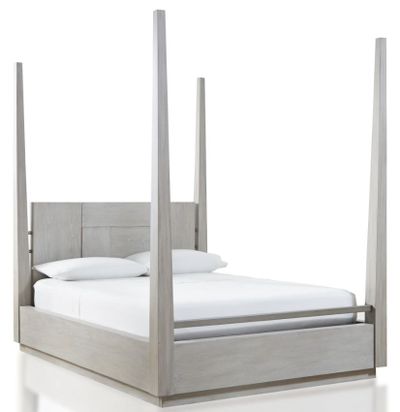view of the Modus Furniture Destination Cotton Grey Queen Poster Bed
