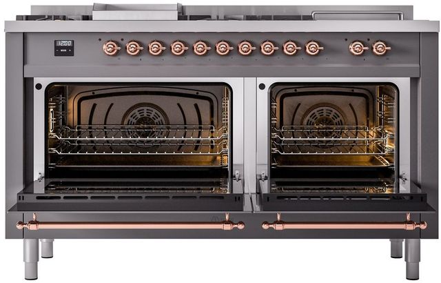 Ilve® Nostalgie II Series 60" Graphite Matte Pro Style Dual Fuel Range-3