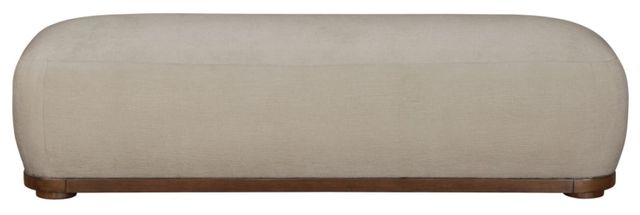 Meridian Furniture Calum Beige/Walnut Chenille Chenille Fabric Bench-1