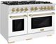 ZLINE Select Autograph Edition 48" Satin Stainless Steel Convection Pro Style Gas Range with White Matte Door and Champagne Bronze Accents-2