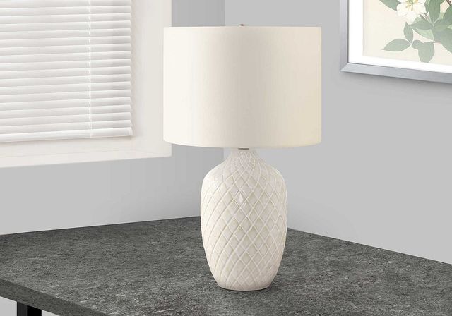 Monarch Specialties Inc. 25"H Cream Ceramic Table Lamp-4