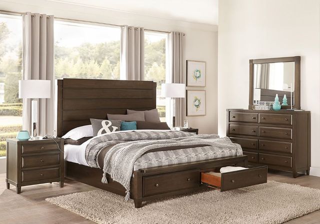 aspenhome® Easton Burnt Umber California King Panel Storage Bed-3