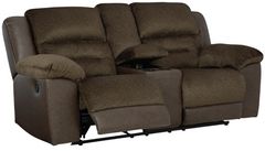 Benchcraft® Dorman Chocolate Manual Reclining Loveseat with Console