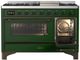 Ilve® Majestic III 48" Emerald Green Pro Style Dual Fuel Liquid Propane Range with Triple Glass Door and Burnished Trim-2