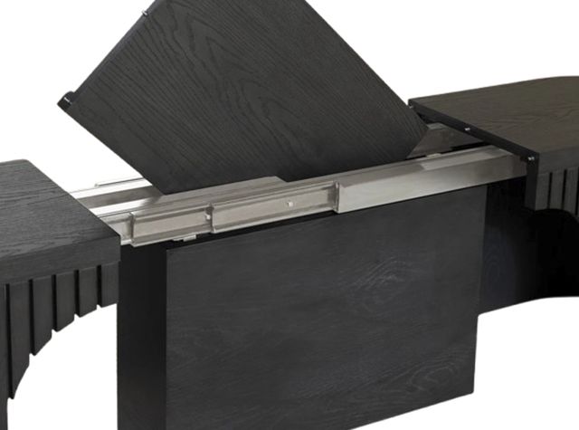 Transformer Table Transformer Dark Gray/Smoked Hickory Round Extendable Dining Bench-2
