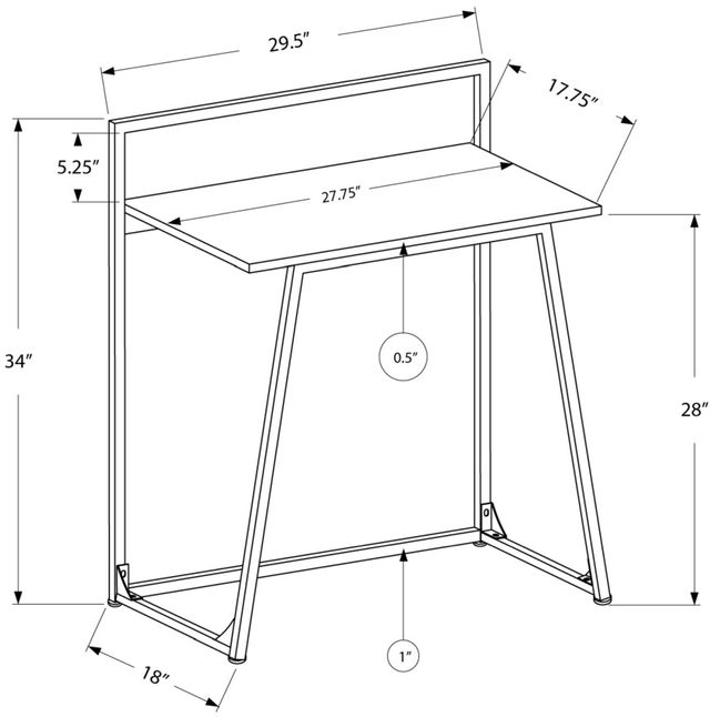 Monarch Specialties Inc. Juvenile Black Computer Desk-3