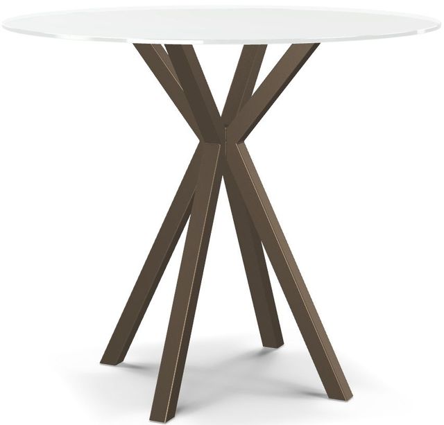 Amisco Customizable Asterisk White Glass Round Bar Table with Starburst Stand-0