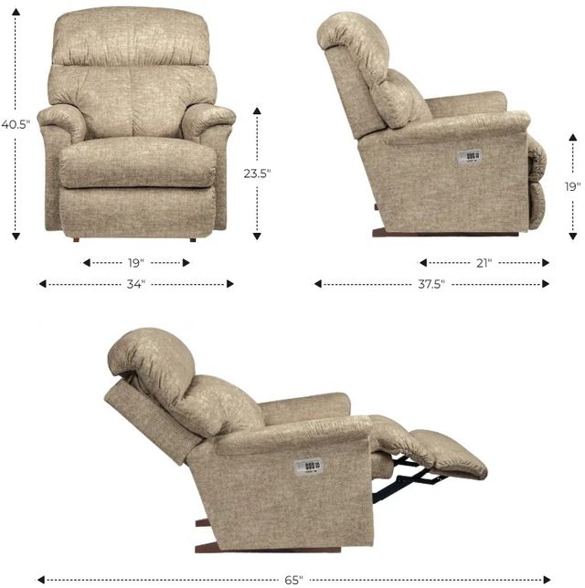 La-Z-Boy® Reed Pomegranate Leather Power Rocking Recliner with Headrest-2