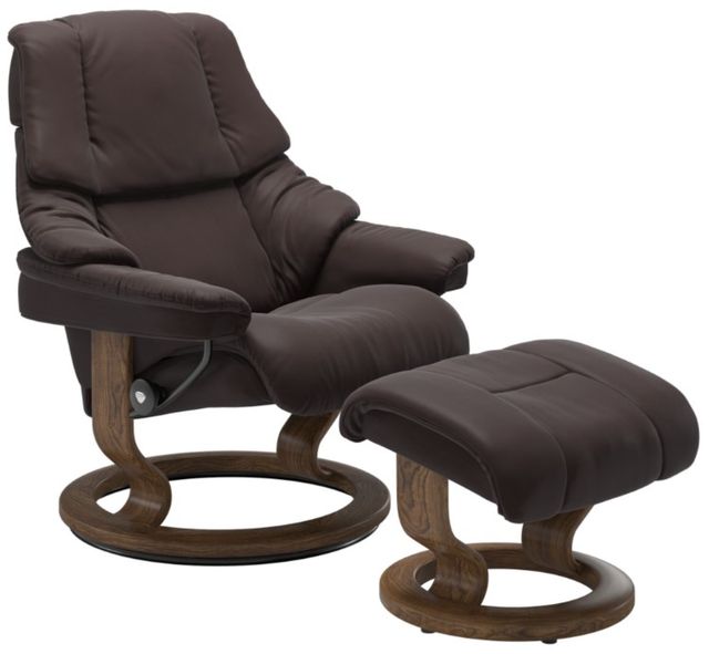 Stressless® by Ekornes® Customizable Reno Small Manual Recliner and Ottoman with Classic Base-0