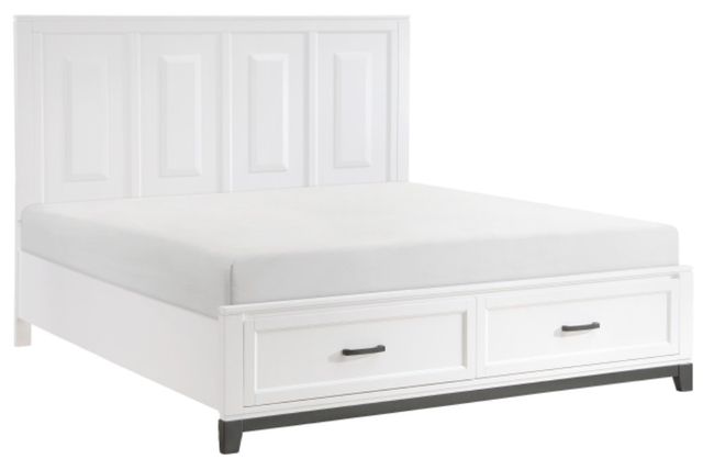 Mazin Furniture Garretson White Eastern King Platform Bed with Footboard Storage-0