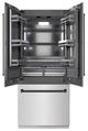 ZLINE Autograph Edition 36" 19.8 Cu. Ft Satin Stainless Steel Built In French Door Refrigerator with Matte Black Accents-1