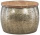 Powell® Dreyfus Brown Drum Table with Brass Base-0