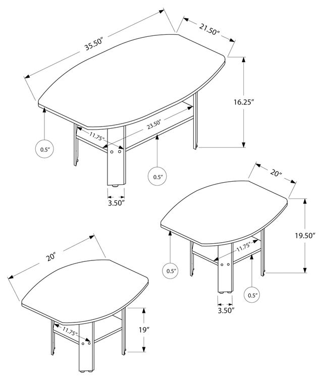 Monarch Specialties Inc. 3 Piece Espresso Table Set-1