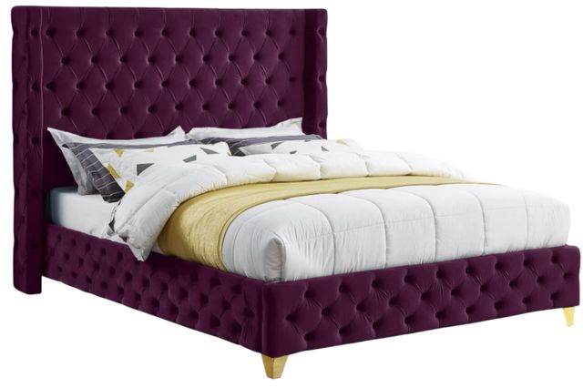 Meridian Furniture Savan Purple King Upholstered Panel Bed-0