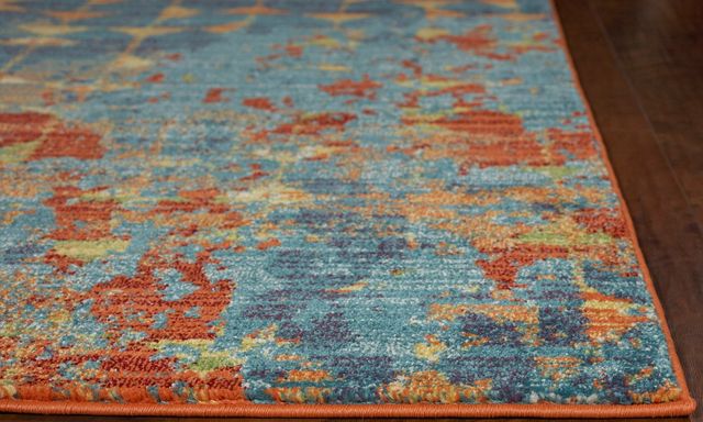 KAS Rugs Illusions Blue/Coral Elements 5'x8' Rug-1