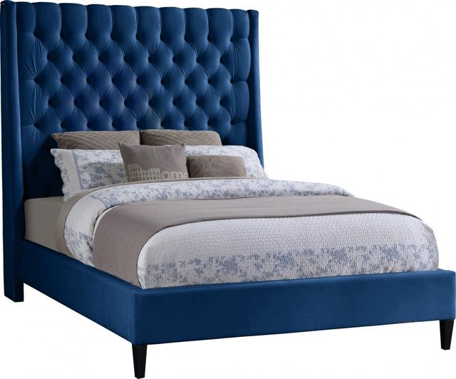 Meridian Furniture Fritz Navy Velvet King Bed-0