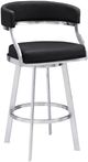 Armen Living Saturn Black/Brushed Stainless Steel Counter Stool-0