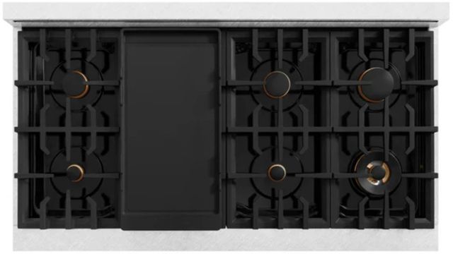 ZLINE Autograph Edition 48" Satin Stainless Steel Pro Style Double Oven Dual Fuel Range with Black Matte Doors and Champagne Bronze Accents-3