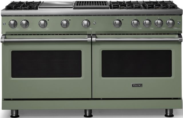 Viking® 5 Series 60" Eucalyptus Pro Style Gas (LP) Range with Polished Chrome Trim-0