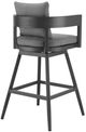 Armen Living Menorca Gray Aluminum/Fabric Outdoor Swivel Bar Stool-2