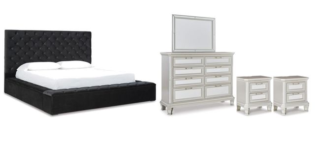 Signature Design by Ashley® Lindenfield 5-Piece Silver King Upholstered Bed Set-0