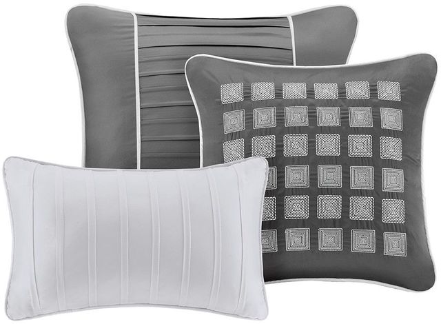 Olliix by Madison Park Trinity 7 Piece Grey Queen Comforter Set-2