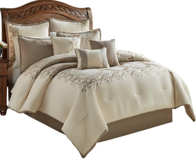 Hallmart Collectibles New Haven Beige 9-Piece Queen Comforter Set-0