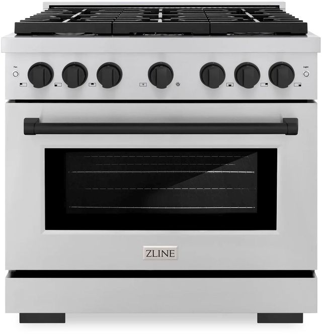 ZLINE Autograph Edition Paramount 36" Stainless Steel Pro Style Dual Fuel Range with Matte Black Accents-0